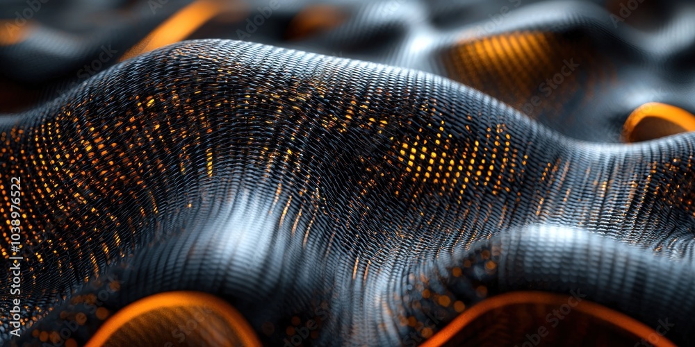 Poster abstract wavy pattern with orange glows