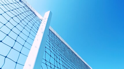 A tennis court's net post, outdoor setting with net structure, Classic style