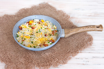 Traditional biro-biro rice, isolated in selective focus