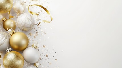 Elegant Christmas Ornaments and Decorations on a Light Background