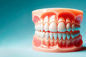 Obraz premium Jaw and teeth on a clean background. Space for text.