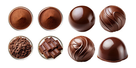 Obraz premium Assorted Chocolate Delights for Culinary Inspiration, PNG collection, set bundle, isolate on transparent or white background