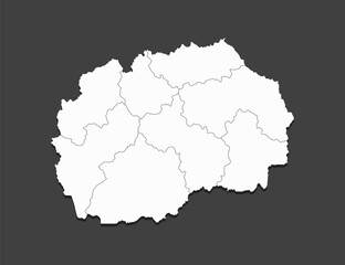 Map country North Macedonia divided on regions