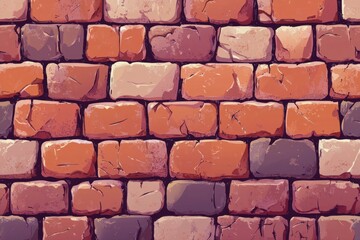 Obraz premium Colorful textured brick wall pattern with varying shades of red and brown in a rustic design