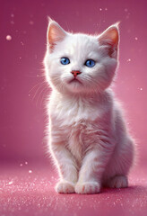 White kitten with blue eyes. Generative AI