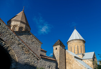 Fototapeta premium The towers of the Ananuri castle and fortress complex. The castle was the scene of numerous battles. 