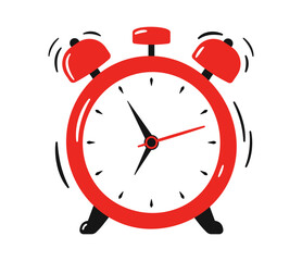 Ringing alarm clock. Wake up symbol. Time. Morning timer clock. Ringing watch. Vector illustration isolated