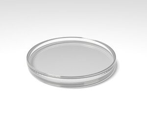 Petri Dish empty on white table 3D illustration