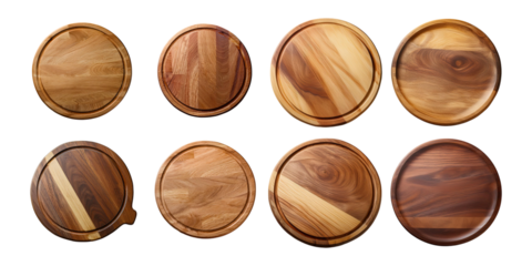Various Wooden Plates, PNG collection, set bundle, isolate on transparent or white background