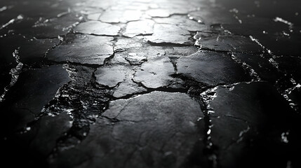 Cracked Black Surface 3D Illustration