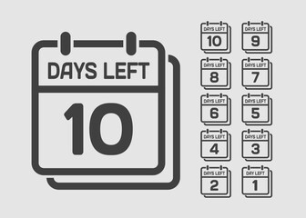 Countdown daily page calendar icon - 10 days left