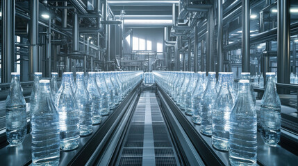 Water Bottling Process in a Modern Factory