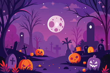 Spooky Halloween Graveyard with JackoLanterns