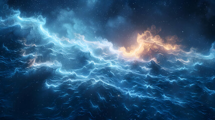 Abstract Background with Blue and Orange Waves