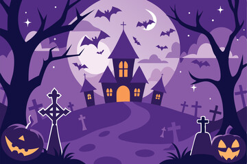 Haunted Mansion Halloween Night Spooky Graveyard