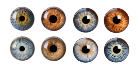 Varied Eye Colors Displayed in Artistic Compilation, PNG collection, set bundle, isolate on transparent or white background