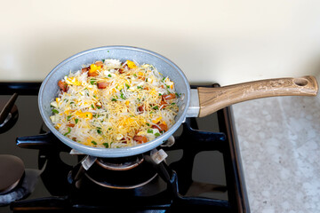 Traditional biro-biro rice, isolated in selective focus