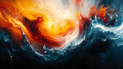 Abstract Painting of Swirling Colors