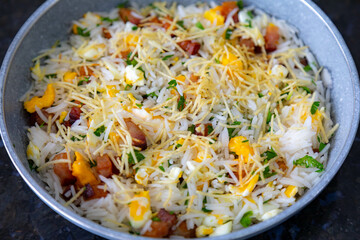 Traditional biro-biro rice, isolated in selective focus