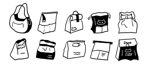 Bag Set Illustration | Minimalist Doodle Vector for Fashion and Shopping Designs
