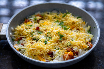 Traditional biro-biro rice, isolated in selective focus