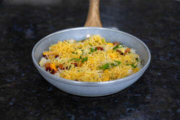 Traditional biro-biro rice, isolated in selective focus