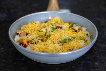 Traditional biro-biro rice, isolated in selective focus