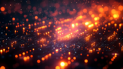 Fototapeta premium Abstract Orange Bokeh Lights and Glowing Lines Background