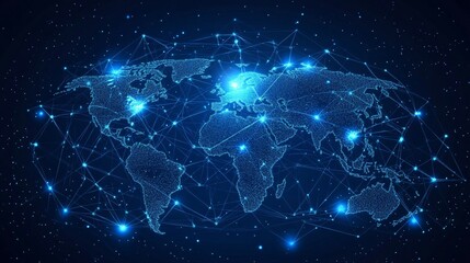 Obraz premium A Global Network of Connected Points and Lines, Depicting a World Map