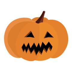 Scarry orange pumpkin flat icon. Vector illustrations isolated on white background.