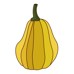 Yellow pumpkin flat icon. Vector illustrations isolated on white background.