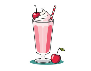 Cherry milkshake with whipped cream