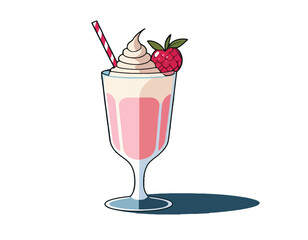 Raspberry milkshake with whipped cream