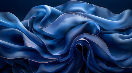 Fototapeta premium Abstract Blue Fabric Waves Background