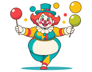 Joyful clown with colorful balloons