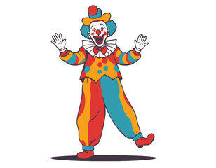 Joyful clown in colorful attire