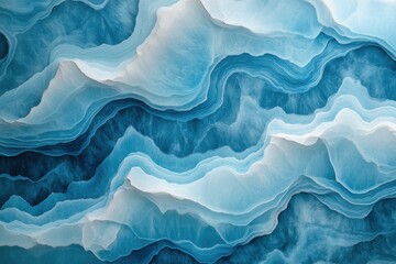 Obraz premium Abstract blue landscape with gold accents showcasing layered textures and depth in design