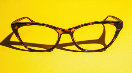 Stylish Sunglasses on Bright Yellow Background