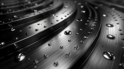 Abstract Black and White 3D Background with Water Drops