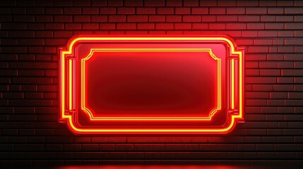 Bright neon sign in red on dark brick wall, perfect for advertising or artistic displays.