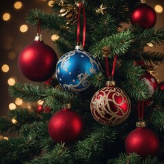 Fototapeta premium Sparkling ornaments enhance cheer