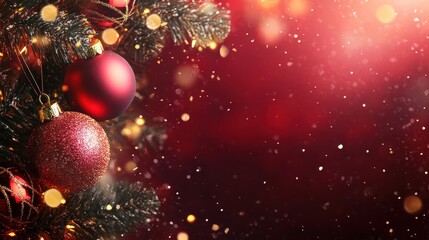 Festive Christmas Background with Ornaments and Lights