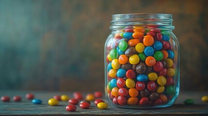 vibrant display of assorted American candy in a glass jar