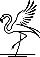 Flamingo Vector Line Art Silhouette