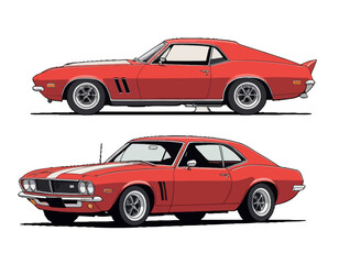 Classic red vintage car illustration