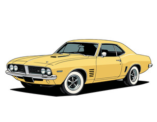 Yellow vintage car illustration