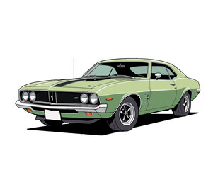 Green vintage car illustration