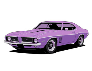 Purple vintage car illustration