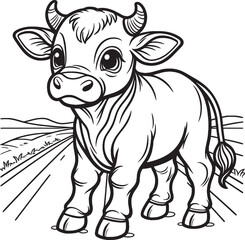 Fototapeta premium coloring page cow Vector Illustration 