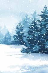 Obraz premium Winter forest of fir trees painted with watercolors.